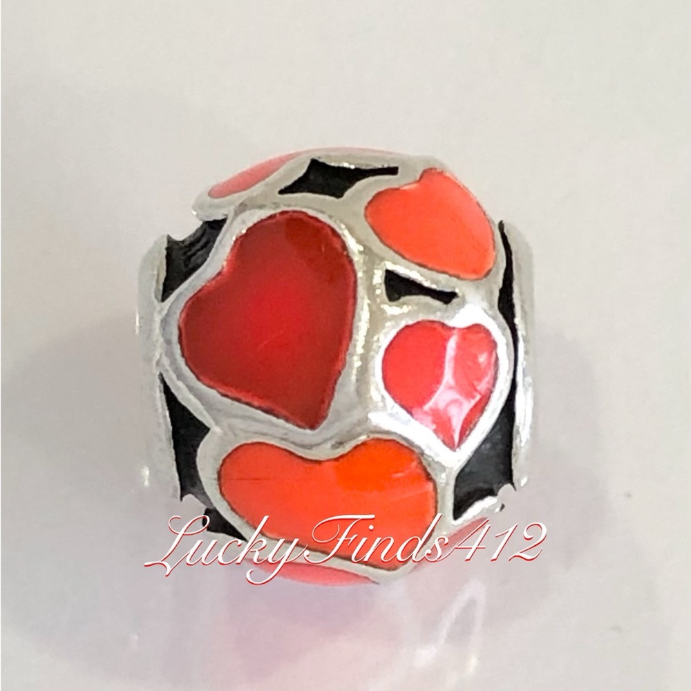 Authentic Pandora Red Heart Love Enamel Charm Retired Pandora Valentines Charm